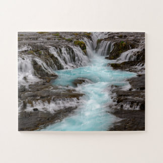 Schitterend blauw waterval in IJsland Legpuzzel
