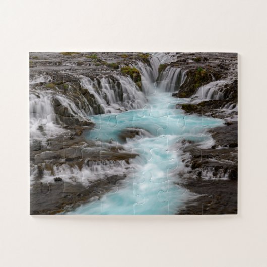Schitterend blauw waterval in IJsland Legpuzzel (Horizontaal)