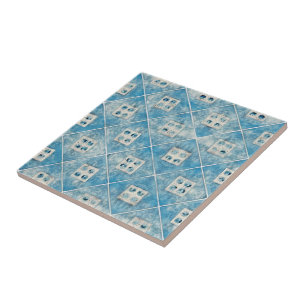 Schitterend blauw-witte waterverf patroon tegeltje