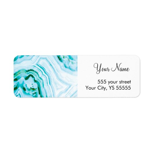 Schitterend blauwgrijs Geodepatroon Etiket (Voorkant)