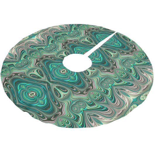 Schitterend Blauwgroen deco-stijl fractal Abstract Kerstboom Rok (Gekanteld)
