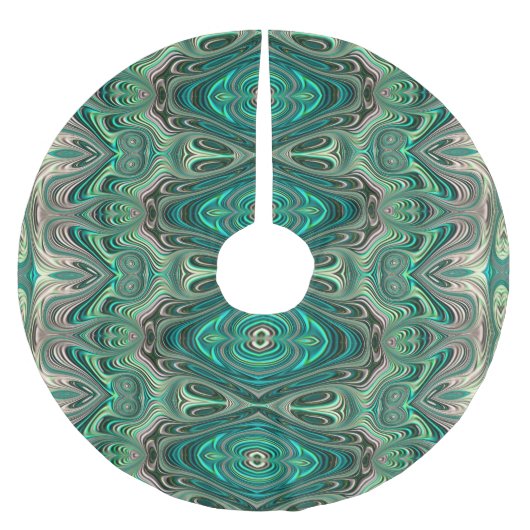 Schitterend Blauwgroen deco-stijl fractal Abstract Kerstboom Rok (Voorkant)