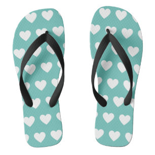 Schitterend blauwgroen groen en wit harten gedrukt teenslippers