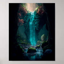 Schitterend boswaterval, magisch bos poster