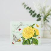 Schitterend briefkaart met roos en vlinders (Staand voorkant)
