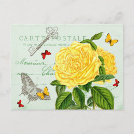 Schitterend briefkaart met roos en vlinders