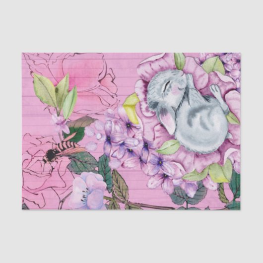 Schitterend Cute Slapende Baby Rabbit Tissuepapier (Voorkant)