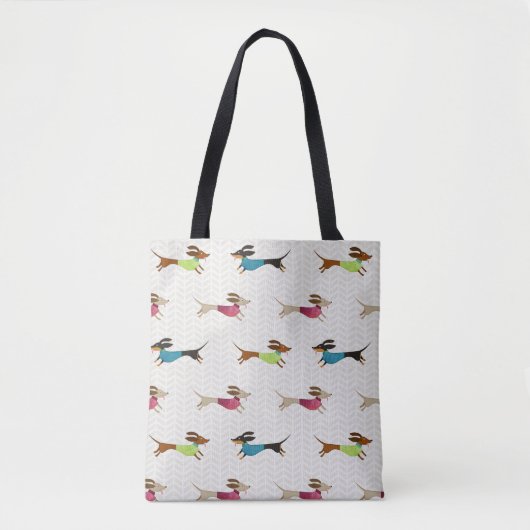 Schitterend Dachshund-patroon Tote Bag (Voorkant)