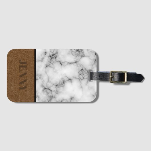 Schitterend design met faux-marmer en -leder met n bagagelabel (Voorkant (horizontaal))