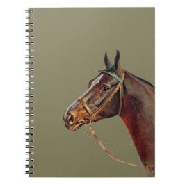 Schitterend donkerbruin paard,  portret notitieboek