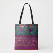 Schitterend egyptisch patroon paars groen en sjaal tote bag (Voorkant)