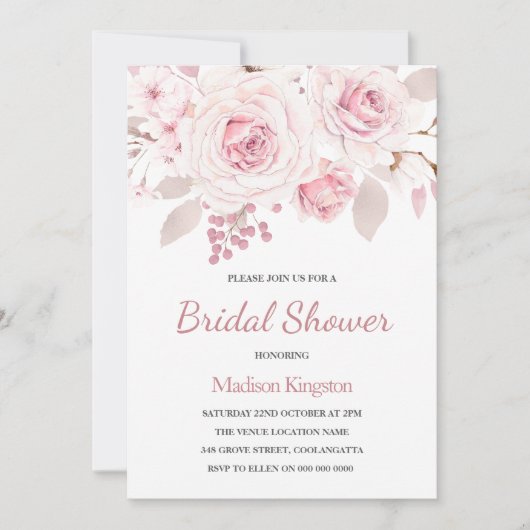 Schitterend Elegant Blush Roos Vrijgezellenfeest Kaart (Voorkant)