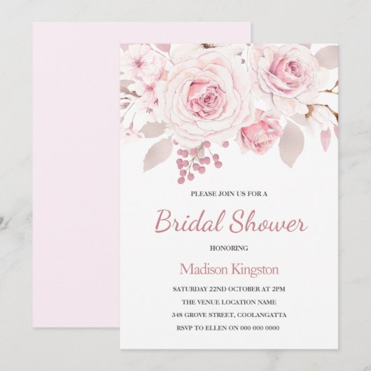 Schitterend Elegant Blush Roos Vrijgezellenfeest Kaart (Voorkant / Achterkant)