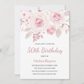 Schitterend Elegant Blush Rozen Womans 50th Kaart (Voorkant)
