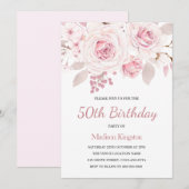 Schitterend Elegant Blush Rozen Womans 50th Kaart (Voorkant / Achterkant)