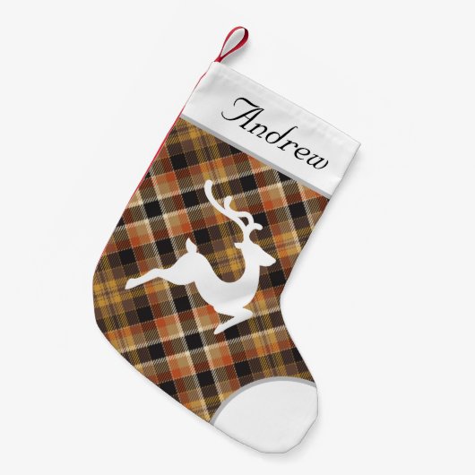 Schitterend elegant design monogrammen tartan brow kleine kerstsok (Voorkant (Hangend))