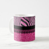 Schitterend elegant girale zebra glitter-effect koffiemok (Voorkant links)
