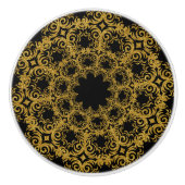Schitterend elegant Gold- en zwart diadem-ontwerp Keramische Knop (Voorkant)