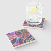 Schitterend en kleurrijk Abstract marmerontwerp Stenen Onderzetter (Zijkant)