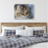 Schitterend Feral Cat Portrait Canvas afdrukken (Insitu (Slaapkamer))
