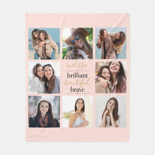 Schitterend fraai brein 8 Blush roze foto Fleece Deken (Voorkant)