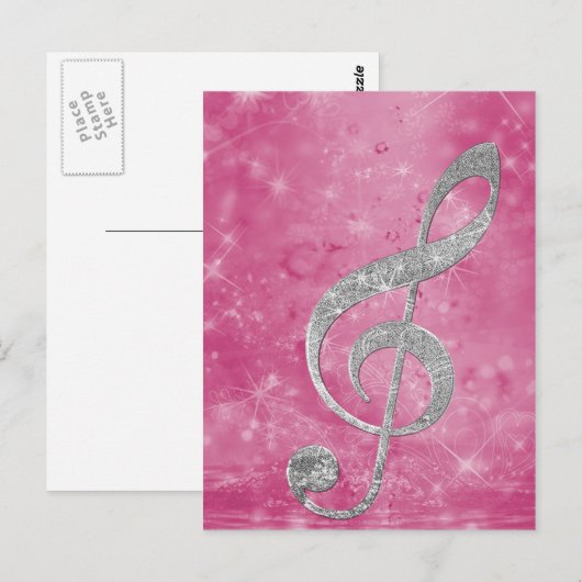 Schitterend galerijeffect zilverkleurige verdrievo briefkaart (Voorkant / Achterkant)