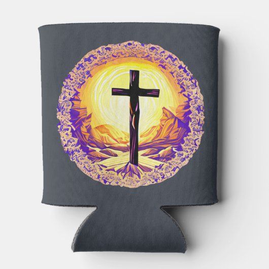 Schitterend gedetailleerd Christelijk kruisbeeld Blikjeskoeler (Achterkant)