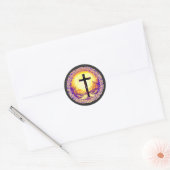 Schitterend gedetailleerd Christelijk kruisbeeld Ronde Sticker (Envelop)