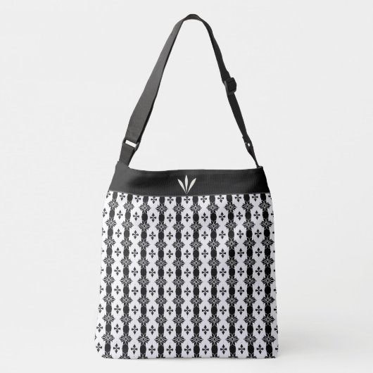 Schitterend geometrisch patroon in zwart-wit crossbody tas (Achterkant)