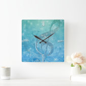 Schitterend glitterig schitterend effect blauwe tr vierkante klok (Huis)