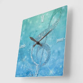 Schitterend glitterig schitterend effect blauwe tr vierkante klok (Hoek)