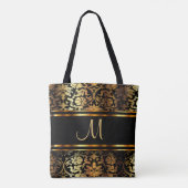 Schitterend Gold- en zwart Damasontwerp Tote Bag (Achterkant)