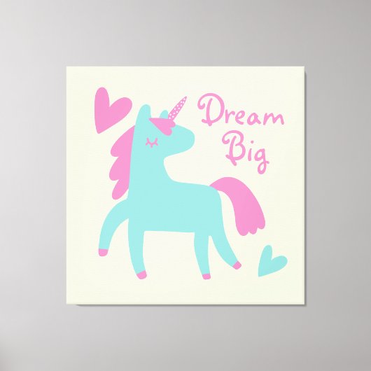 Schitterend groen Unicorn Girls Room Canvas Afdruk (Voorkant)