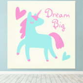 Schitterend groen Unicorn Girls Room Canvas Afdruk (Insitu (Houten vloer))