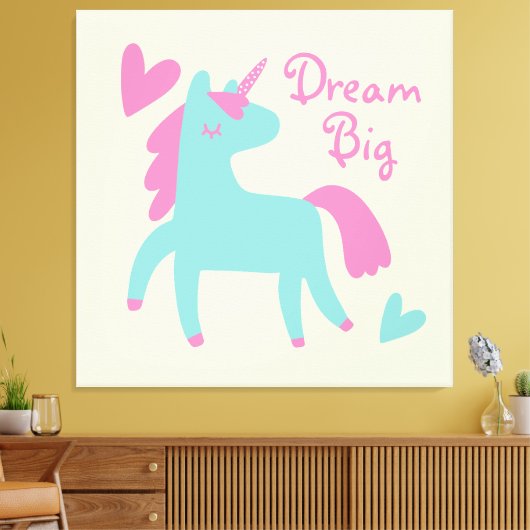 Schitterend groen Unicorn Girls Room Canvas Afdruk (Insitu (Woonkamer))