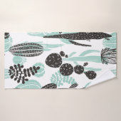 Schitterend handgetekend cacti-doedel naadloos pat badhanddoek (Badhanddoek)
