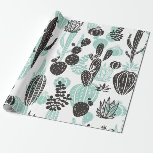 Schitterend handgetekend cacti-doedel naadloos pat cadeaupapier