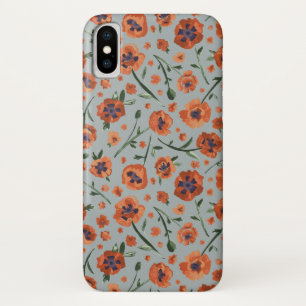 Schitterend handschilderd Oranje bladerbloempatroo Case-Mate iPhone Case
