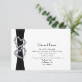 Schitterend hart: Black Ribbon Rehearsal Dinner Kaart (Staand voorkant)