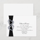 Schitterend hart: Black Ribbon Rehearsal Dinner Kaart (Voorkant / Achterkant)