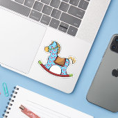 Schitterend hart rondtrekkende paardencontour tick sticker (Laptop met iPhone)