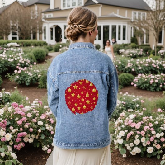 Schitterend helder op kerstavond denim jacket (Huwelijk Achterkant)