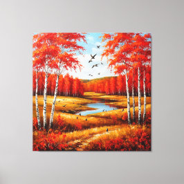 Schitterend herfstlandschap met levendig gebladert canvas afdruk