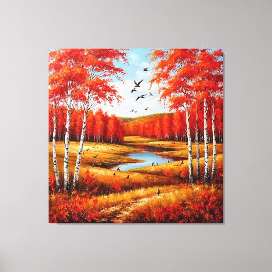 Schitterend herfstlandschap met levendig gebladert canvas afdruk (Voorkant)