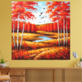 Schitterend herfstlandschap met levendig gebladert canvas afdruk (Insitu (Woonkamer))