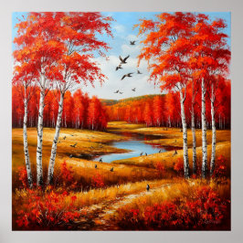 Schitterend herfstlandschap met levendig gebladert poster