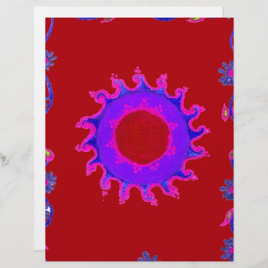 Schitterend India Motif Mendi Art Design Gepersonaliseerd Briefhoofd (Voorkant / Achterkant)