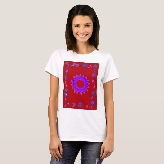 Schitterend India Motif Mendi Art Design T-shirt (Voorkant volledig)