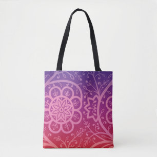 Schitterend indiangradiënt floreel patroon tote bag