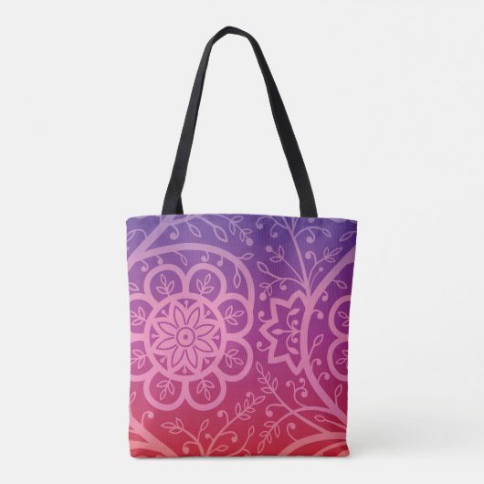 Schitterend indiangradiënt floreel patroon tote bag (Achterkant)